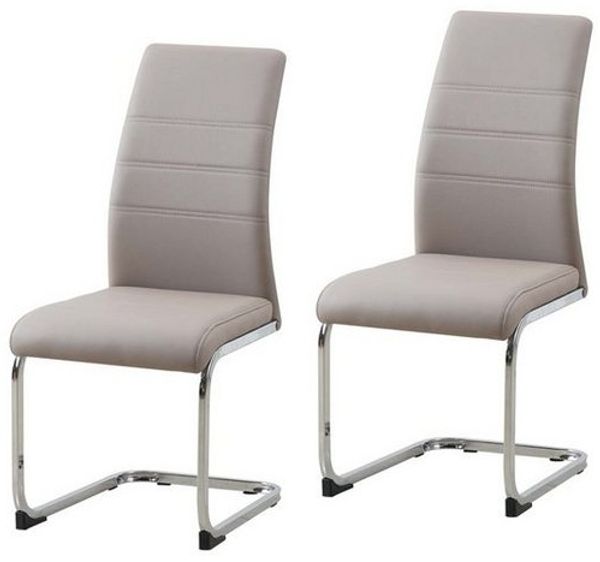 HTI-Line Freischwinger Schwingstuhl 2er Set PU cappuccino SallyC (Set, 2 St), Freischwinger Esszimmerstuhl Kunstleder