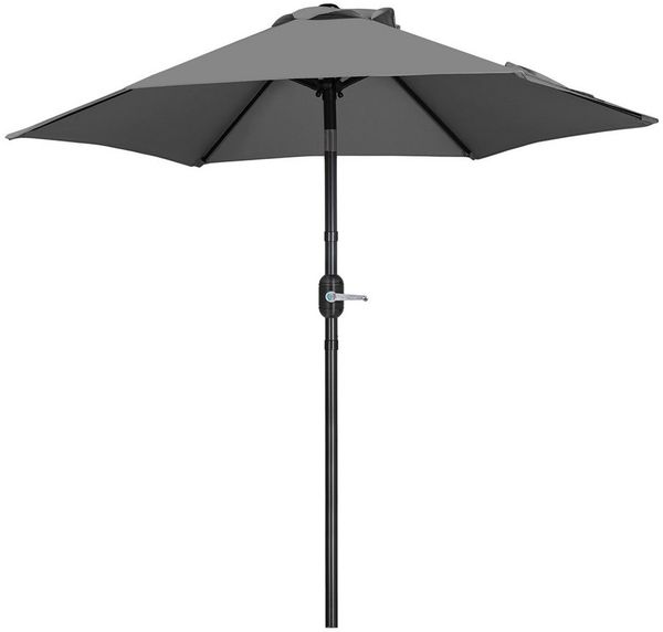 Yaheetech Sonnenschirm mit Kurbel, neigbar, Metall-Gestell, Grau, Ø 226 cm