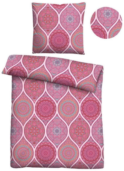 Traumhaft schlafen - Castell - Markenbettwäsche Baumwoll Renforce Bettwäsche 0040797 ORNAMENT, pfirsich, 1x 135x200 cm + 1x 80x80 cm