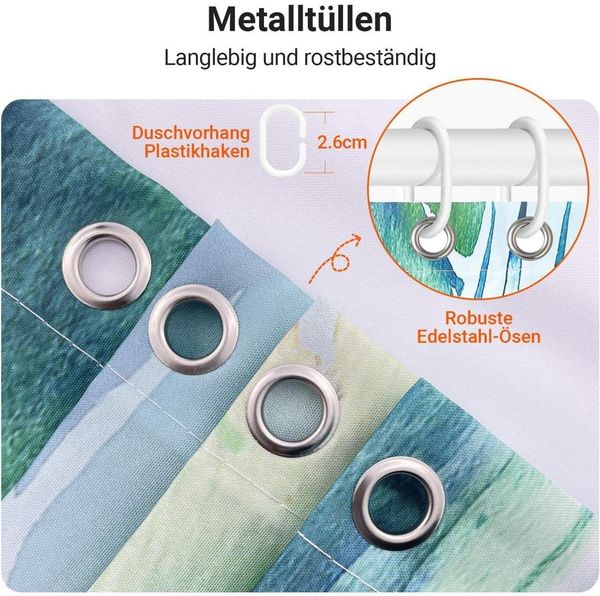 Duschvorhang 120x200 cm Grün Blätter Pflanze Polyester Textil Waschbar 1er Pack Bild 4