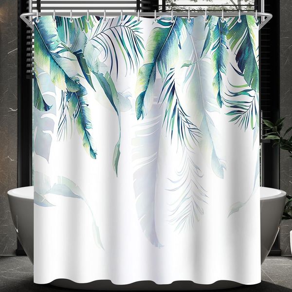 Duschvorhang 120x200 cm Grün Blätter Pflanze Polyester Textil Waschbar 1er Pack