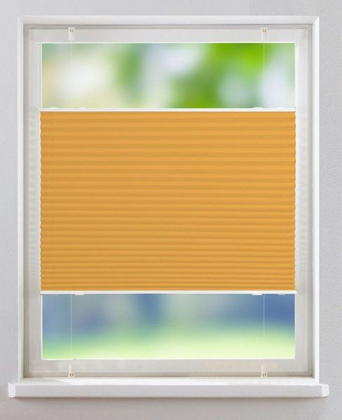 OUBO Plissee Faltrollo Ohne Bohren, Klemmträger,Easyfix, Lichtschutz, verspannt, Klemmfix, Jalousie für Fenster & Tür