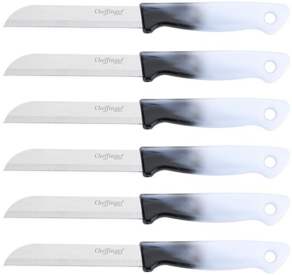 6 Stück Küchenmesser 18 cm mit ergonomischem Griff - vielseitig & pflegeleicht, Schwarz