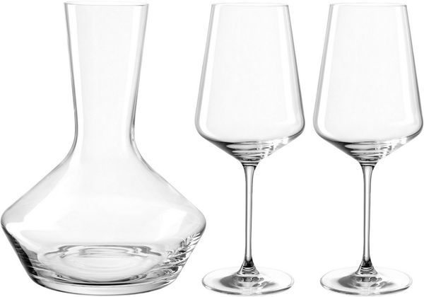 LEONARDO Gläser-Set Weinset XL PUCCINI, 3-tlg, Kristallglas, 2 Weingläser je 560 ml, 1 Dekanter - 1.700 ml, Höhe ca. 24