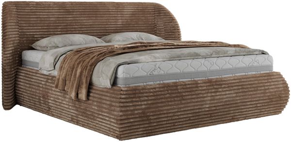 Polsterbett mit Lattenrost, Doppelbett Bettkasten, Bettgestell mit Gasdruckfeder - CAELA CLASSIC - 200 x 200 cm - Braun Cord Bild 5
