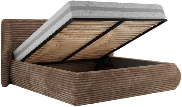 Polsterbett mit Lattenrost, Doppelbett Bettkasten, Bettgestell mit Gasdruckfeder - CAELA CLASSIC - 200 x 200 cm - Braun Cord Bild 6
