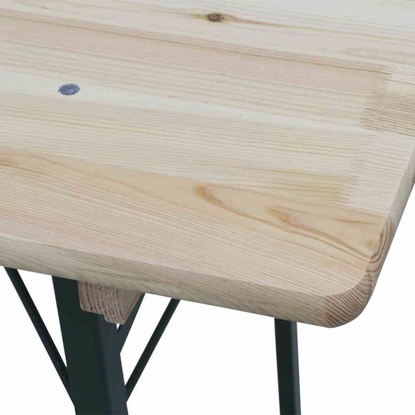 Fun Star Festzeltgarnitur, 3-teilig, klappbar, Holz natur / Stahl grün, 220 x 50 x 79 cm Bild 2