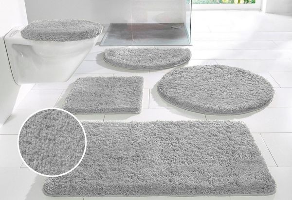 OTTO home Badematte Sanremo, Badvorleger, Badezimmer Teppich, sehr weich, Höhe 30 mm, rutschhemmend beschichtet, schnell trocknend, fußbodenheizungsgeeignet, Polyester, rund, Badteppich, unifarben, rechteckig, rund & als 3-tlg. Set erhältlich