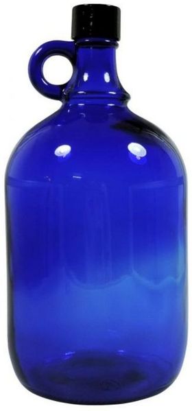 mikken Trinkflasche Blaue Gallone 2 Liter XXL Glasflasche / Wasserflasche mit Deckel, UV-Schutz