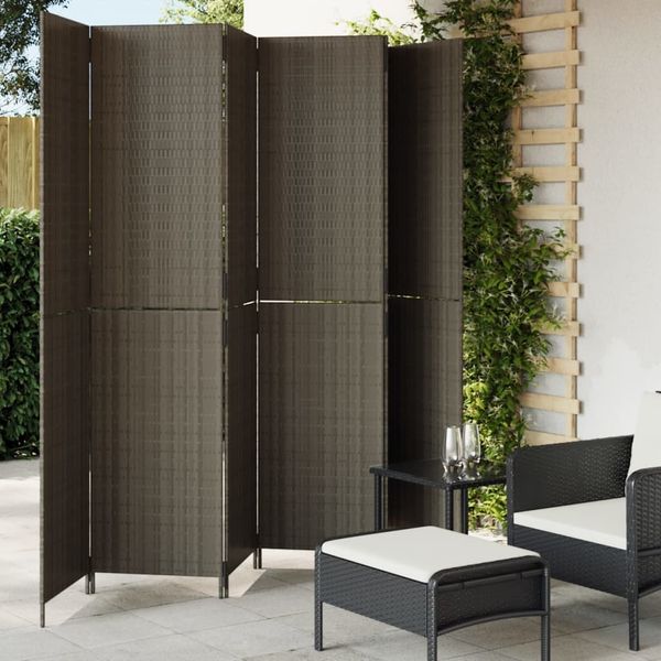 Paravent Raumteiler 6-tlg. Grau Poly Rattan