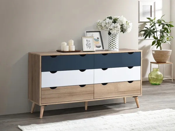 Vente-unique - LURVIA Kommode Holz, Platte multicolour - B 40 cm x H 76,5 cm x L 140 cm