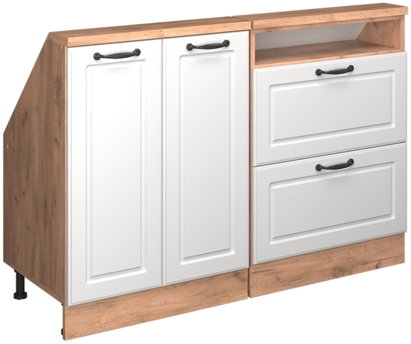 Dachschrägenschrank-Set Rion Weiß Landhaus/Goldkraft Eiche 120 x 81.6 cm 2er Set Vicco