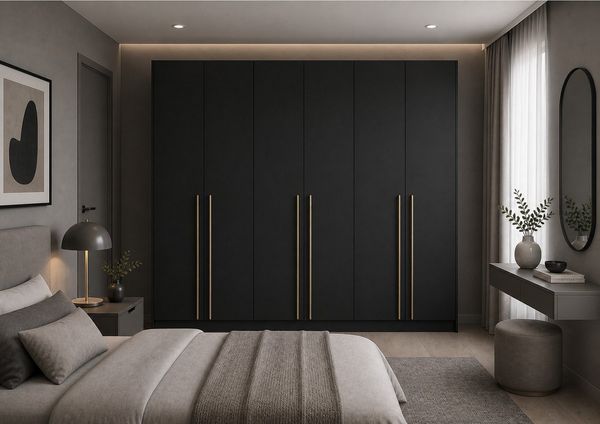 MOEBLO Drehtürenschrank Glamy 6D (Moderner 6-türiger Kleiderschrank mit viel Stauraum, vier Kleiderstangen, Einlegeböden – Ideal für Schlafzimmer, Ankleidezimmer, Schrank Garderobe Drehtürenschrank) (BxHxT): 230 cm x 210 cm x 57 cm