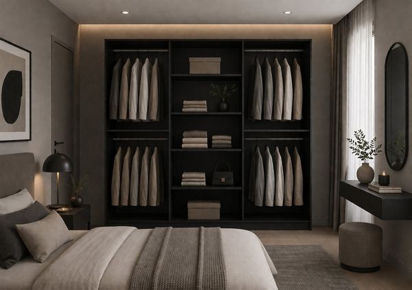 MOEBLO Drehtürenschrank Glamy 6D (Moderner 6-türiger Kleiderschrank mit viel Stauraum, vier Kleiderstangen, Einlegeböden – Ideal für Schlafzimmer, Ankleidezimmer, Schrank Garderobe Drehtürenschrank) (BxHxT): 230 cm x 210 cm x 57 cm Bild 2