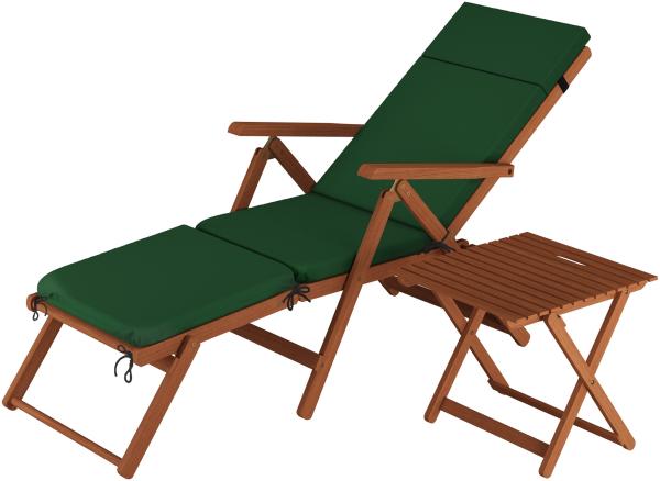 Deckchair, Balkonstuhl, klassische und robuste Balkonliege mit Tisch wählbarem Zubehör V-10-200T