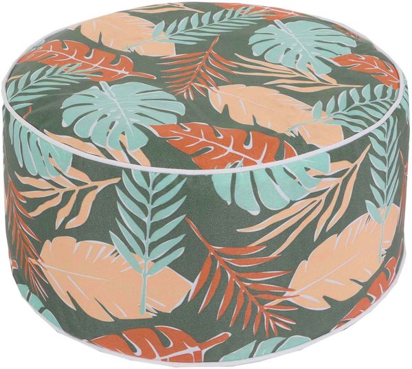 Sitzhocker HWC-G31, Pouf Sitzkissen Sitzsack Gartenhocker, aufblasbar In-/Outdoor Spun Poly 29x55cm ~ Blatt-Design