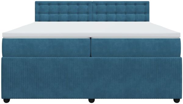 vidaXL Boxspringbett mit Matratze Blau 200x200 cm Samt 3290146 Bild 6
