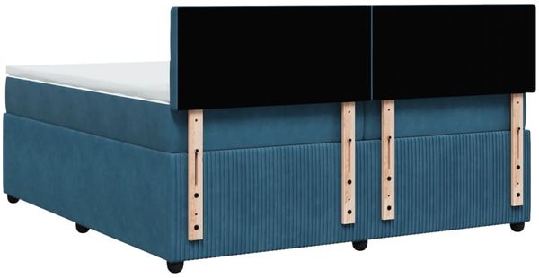 vidaXL Boxspringbett mit Matratze Blau 200x200 cm Samt 3290146 Bild 8