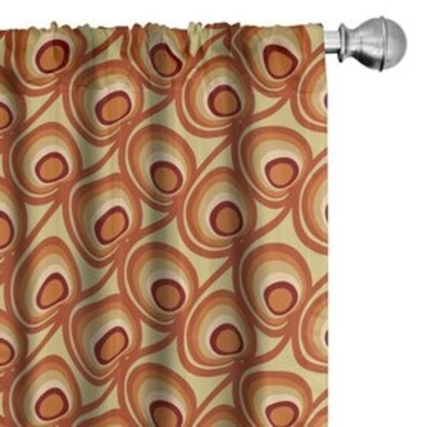 Abakuhaus Gardine Vorhang für Wohnzimmer Schlafzimmer Dekor, Microfaser, Burnt orange Retro Gekritzel-Kreise Bild 6