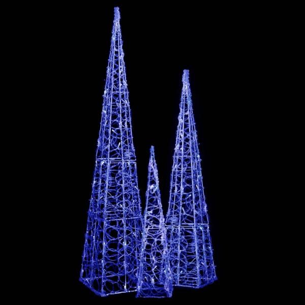 vidaXL LED-Leuchtkegel-Set Acryl Deko Blau 60/90/120cm 328973