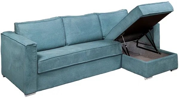 Vente-unique - LORETO Sofa SamtStoff Blau - B 223 cm152 cm x H 90 cm x L 298 cm Bild 3