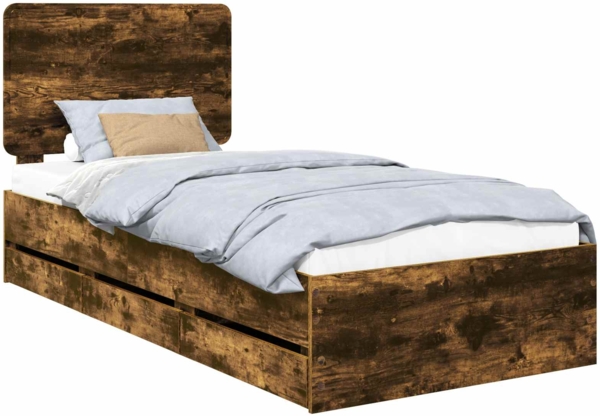 vidaXL Bettrahmen Geräucherte Eiche 75 x 190 cm Ingenieurs Holz 3412648