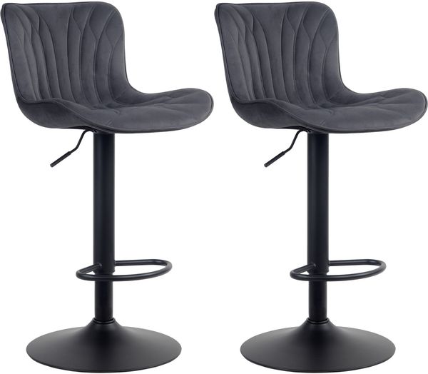 CLP 2er Set Barhocker Linus höhenverstellbar und 360 drehbar,schwarz Samt