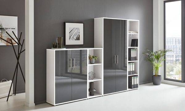 BMG Möbel Aktenschrank Office Edition 4 (Schrankwand Set, 4tlg) abschließbar, matt oder Hochglanz lackiert