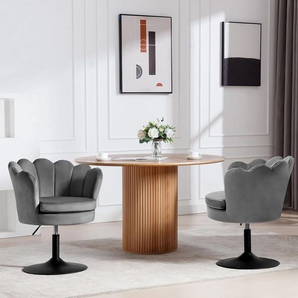 Woltu Polsterstuhl (1 St), Schminktisch Stuhl mit Lehne, Blumenform, 360° drehbar