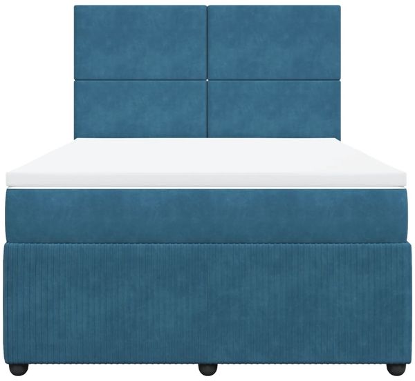 vidaXL Boxspringbett mit Matratze Dunkelblau 140x200 cm Samt 3292356 Bild 4