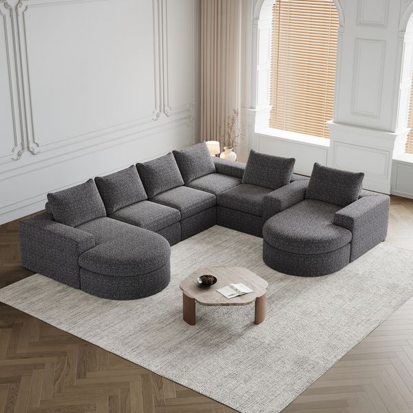 Modulares Chenille-Sofa mit Chaiselongue, 2-teilig, 322,5 x 271,5 x 81,2 cm, grau