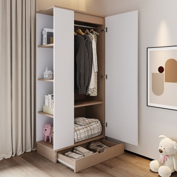 Flieks Kleiderschrank Eintür-Design Kleiderschrank 70x40x170cm mit Einlegeboden & Schublade