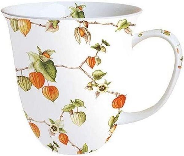 Ambiente Luxury Paper Products Becher Porzellan Frühling / Herbst / Sommer / Winter Kollektion, 1-tlg, Porzellan Becher ca. 400 ml Lampion / Blumen - Pflanzen / Herbst, Mug Kollektion / Ideal als Geschenk