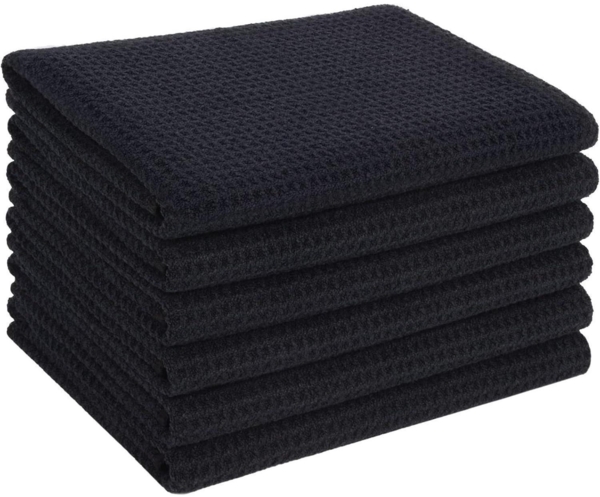 Mikrofaser Trockentücher schwarz 6er Pack 40x56cm Waffelgewebe