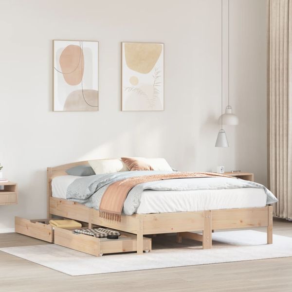 vidaXL Massivholzbett ohne Matratze 120x190 cm Kiefernholz 3301839
