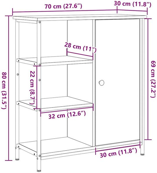 vidaXL Sideboard Altholz 70 x 30 x 80 cm 869088 Bild 12