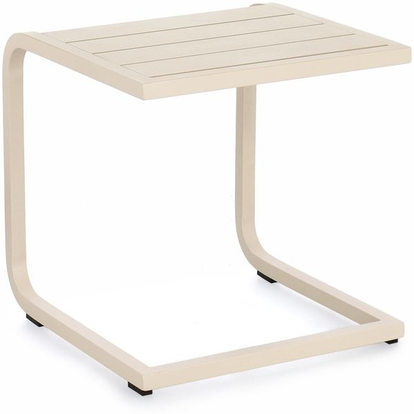 Gartenbeistelltisch Orltay aus Aluminium, modern, beige Whisper, 40x40 cm, quadratisch