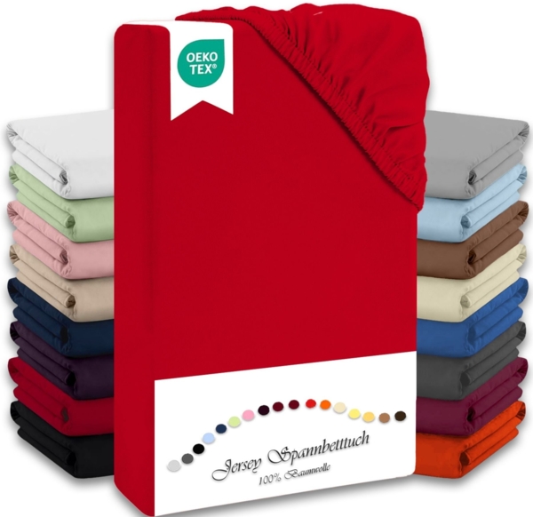 Jersey Spannbettlaken 140-160x200 100% Baumwolle weich bügelfrei komfort Rot