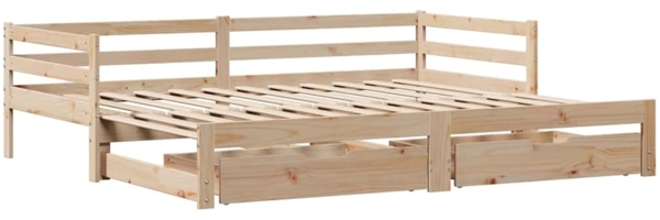 vidaXL Tagesbett Ausziehbar mit Schubladen ohne Matratze 80x200 cm 3302148 Bild 2