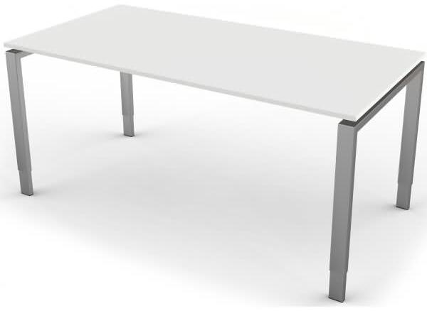 Kerkmann Schreibtisch 4131 Form 5 160x80x68-82 cm Vierfuß-Gestell höhenverstellbar Weiß