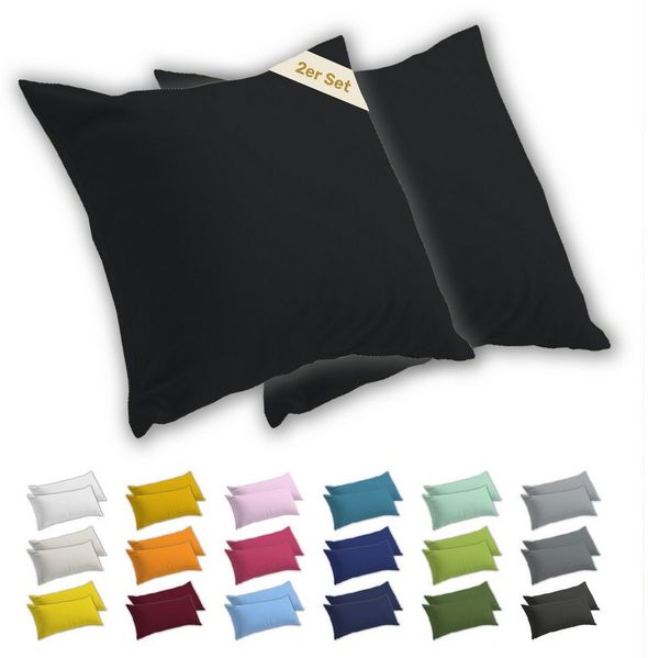 Lavea Kissenbezug 2er Set Kissenhülle Jersey, 100% Baumwolle, Kissenbezüge, (2 Stück), allergikerfreundlich - sicherer YKK-Reißverschluss - waschbar 60°C