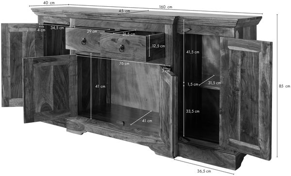 Sideboard Akazie 160x45x85 nougat lackiert OXFORD #902 Bild 7