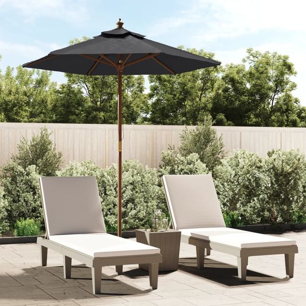 vidaXL Sonnenschirm mit Holzmast Schwarz 196x231 cm 363165