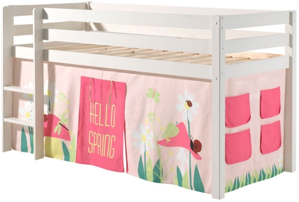 Kinderbett Karolina 210x114x106 Massivholz Weiß Textilset Spring 1