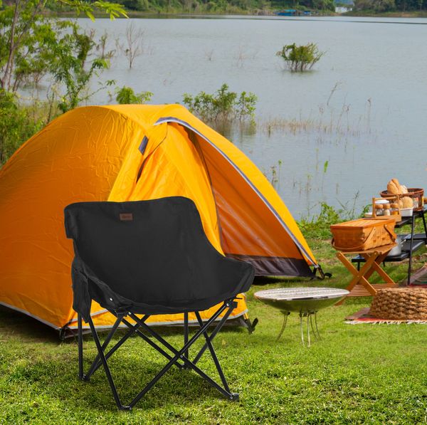 Campingstuhl 54 x 61 x 66 cm aus Polyester, faltbar, Schwarz, 1 St.