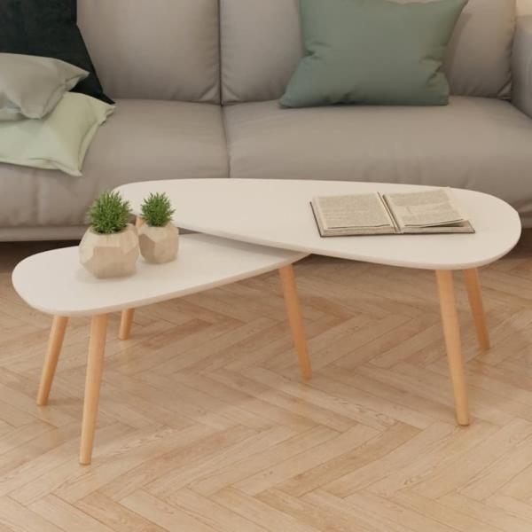 Couchtisch >299426< (2er-Set) in Weiß aus MDF - 40cm (H)
