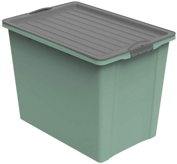 ROTHO Aufbewahrungsbox COMPACT stapelbare 70l Aufbewahrungskiste mit Deckel und Rollen (Aufbewahrungsset)