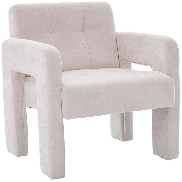 KLAM HOME Sessel Moderner minimalistischer Sessel mit Polster (Bequemer Chenille Sessel mit Armlehnen), Skandinavischer Wohnzimmer Sessel für Entspannung und Komfort