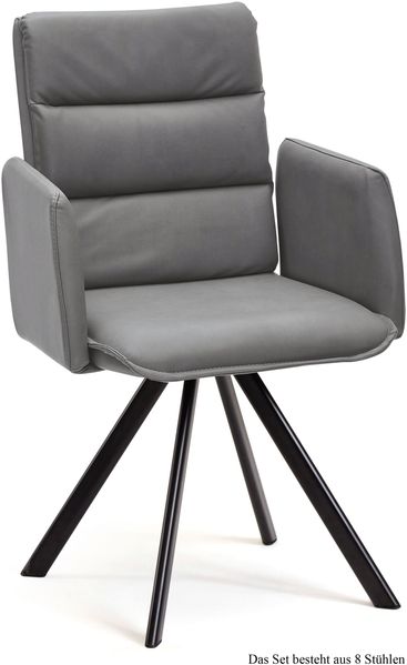 Armlehnstuhl drehbar (8er-Set) Devin 52x92x60 Schwarz/Grau