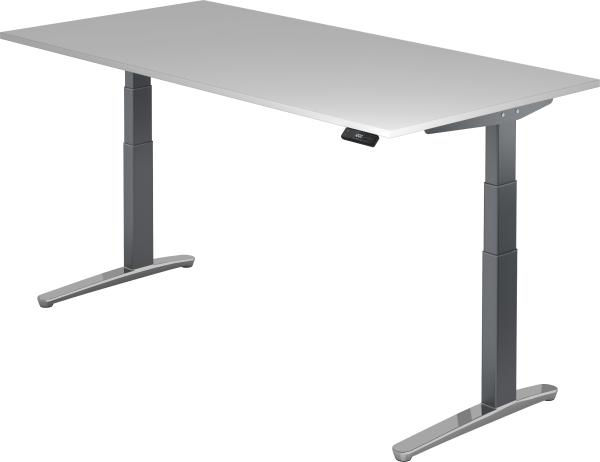 bümö elektrisch höhenverstellbarer Schreibtisch 200x100 cm mit Memory-Steuerung - Design Schreibtisch höhenverstellbar elektrisch, elektrischer Schreibtisch grau, Gestell graphit/alu, XBHM2E-5-GC